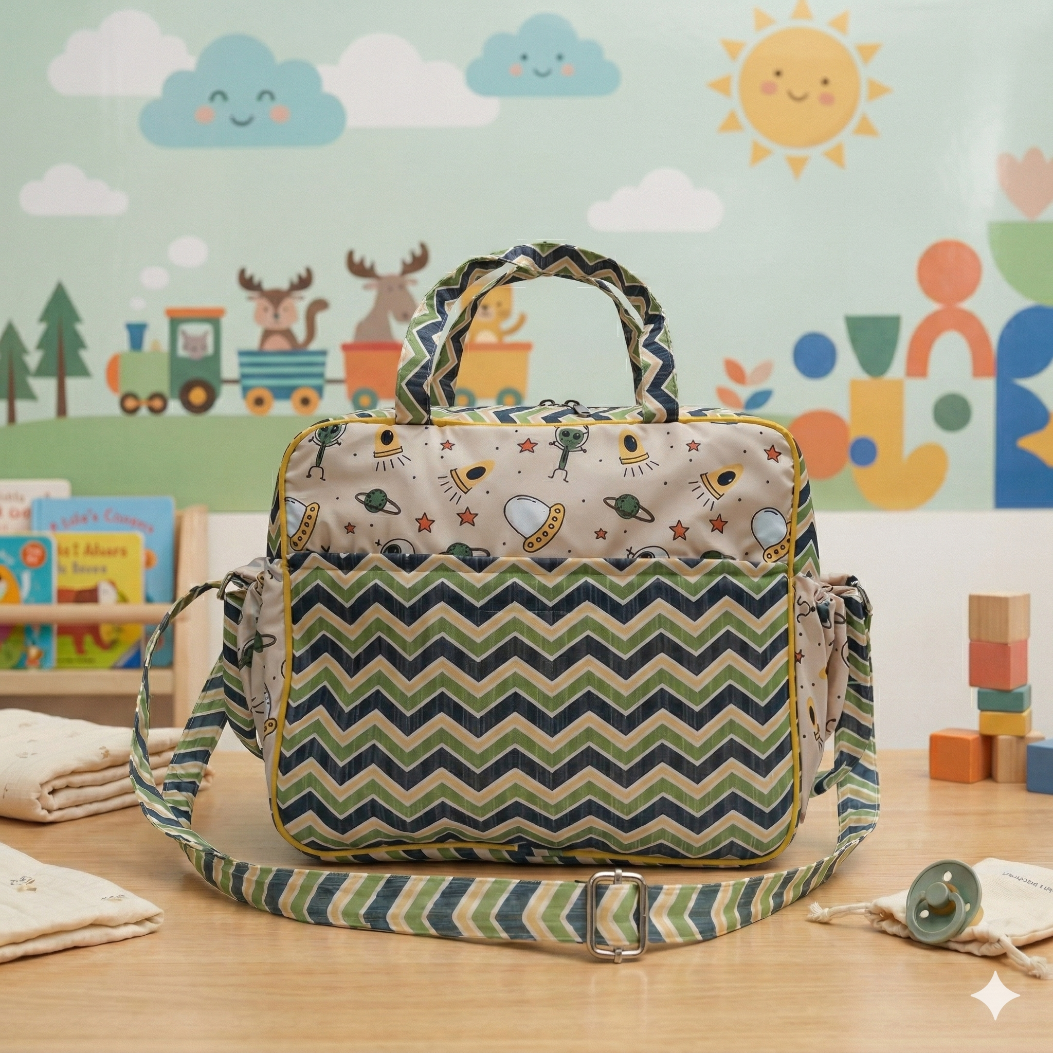 SPACE INVADERS PRINT Baby Diaper Bag