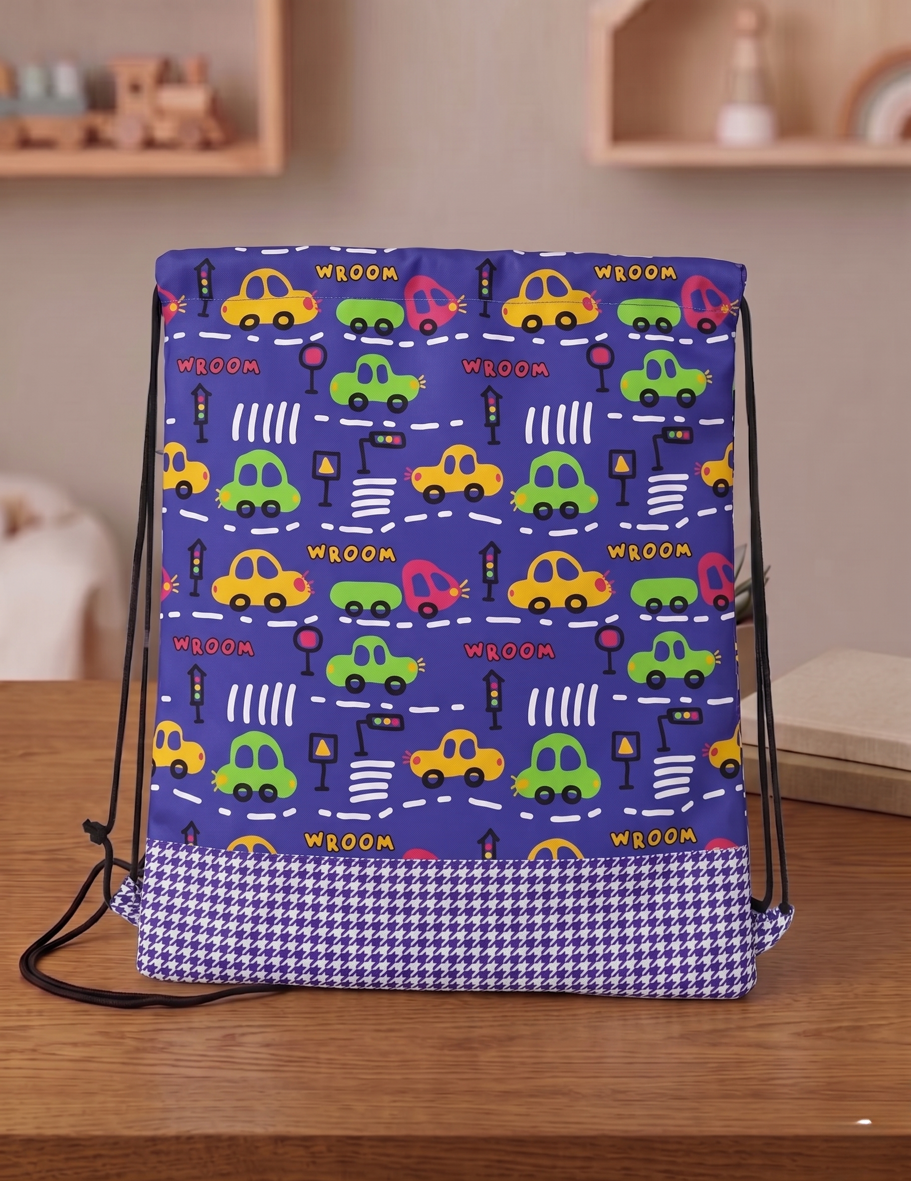 CITY VROOM PRINT DRAWSTRING BACKPACK