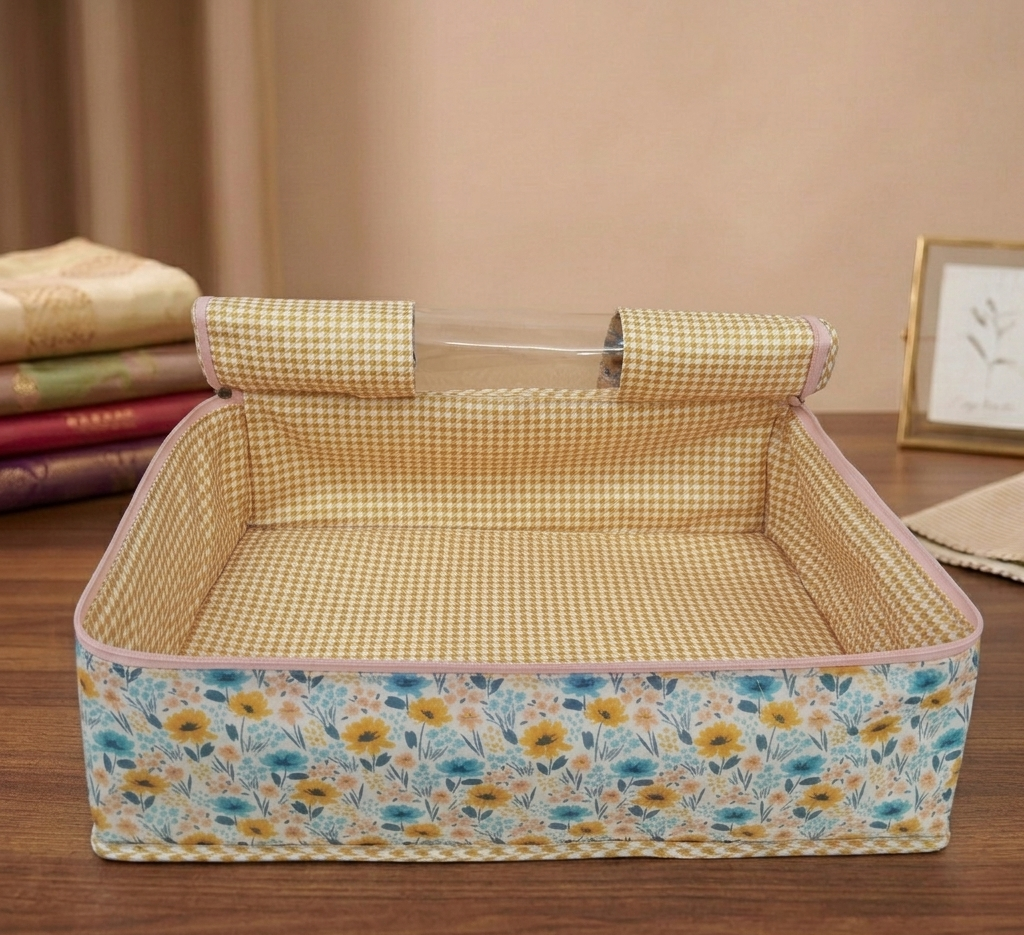 MARIGOLD TEAL MEADOW PRINT GRAND SAREE ORGANIZER