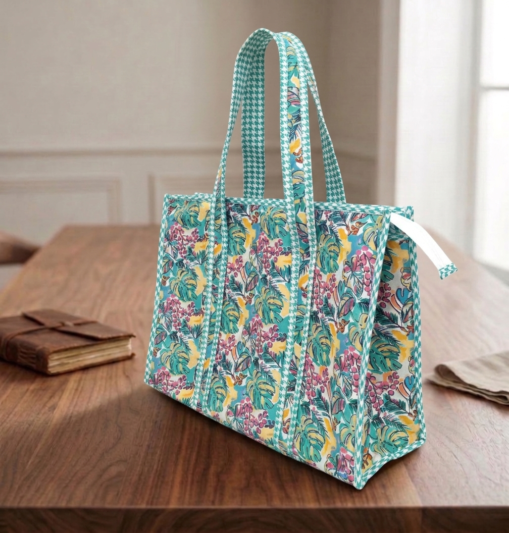 SUNSET JUNGLE PUNCH PRINT SMALL TOTE BAG