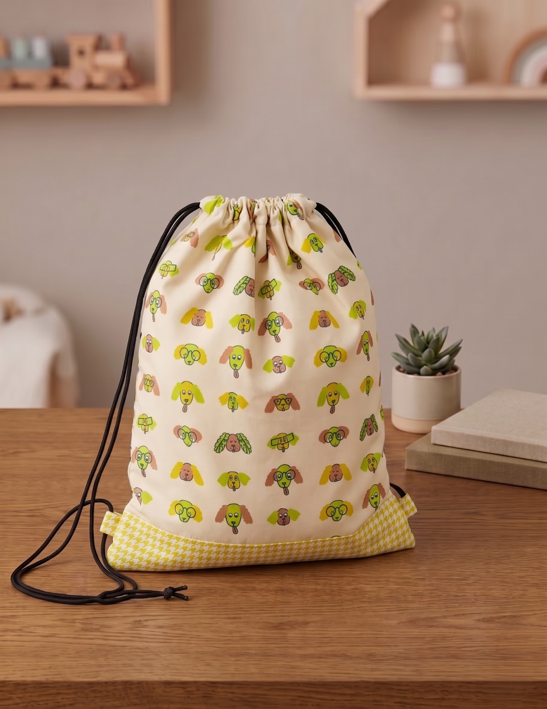 PUP PARADE PRINT DRAWSTRING BACKPACK