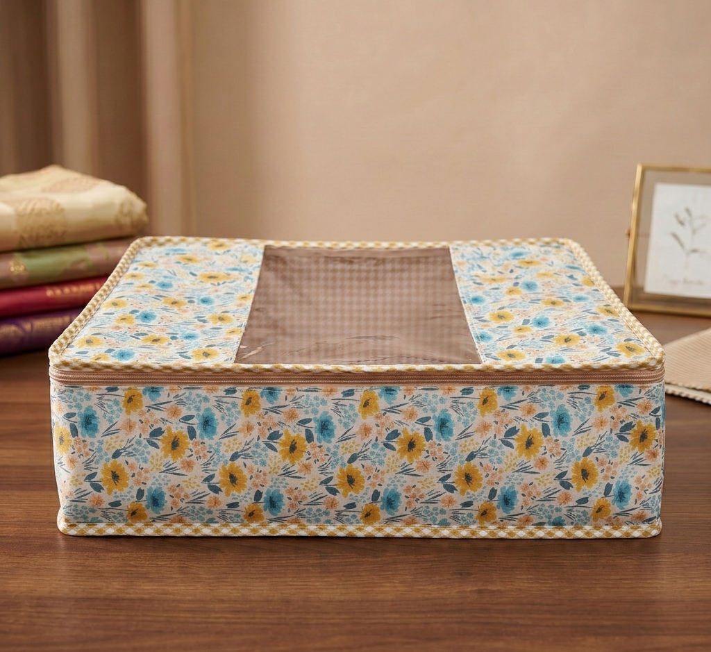 MARIGOLD TEAL MEADOW PRINT GRAND SAREE ORGANIZER