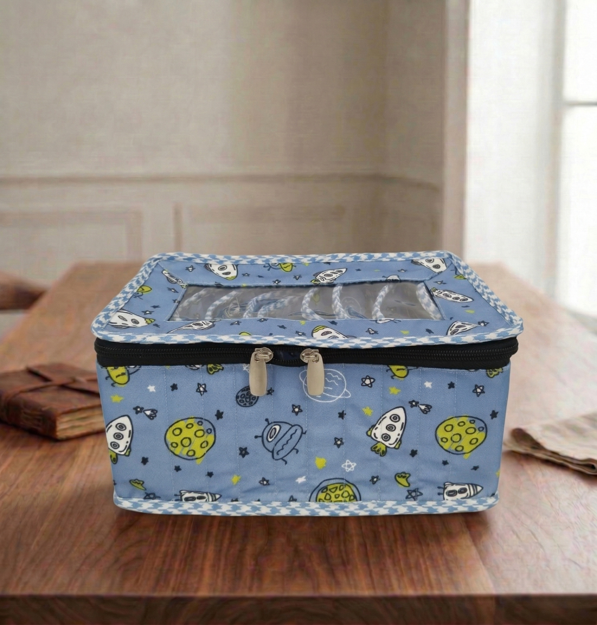 SPACE BUDDIES PRINT LUXE 10-POUCH EARRING ORGANIZER