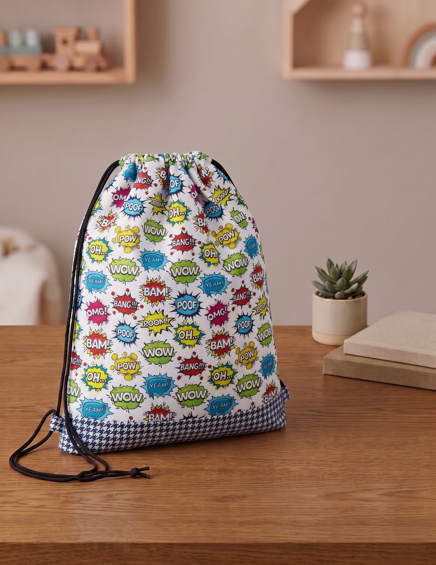 BAM BOOM BUBBLES PRINT DRAWSTRING BACKPACK