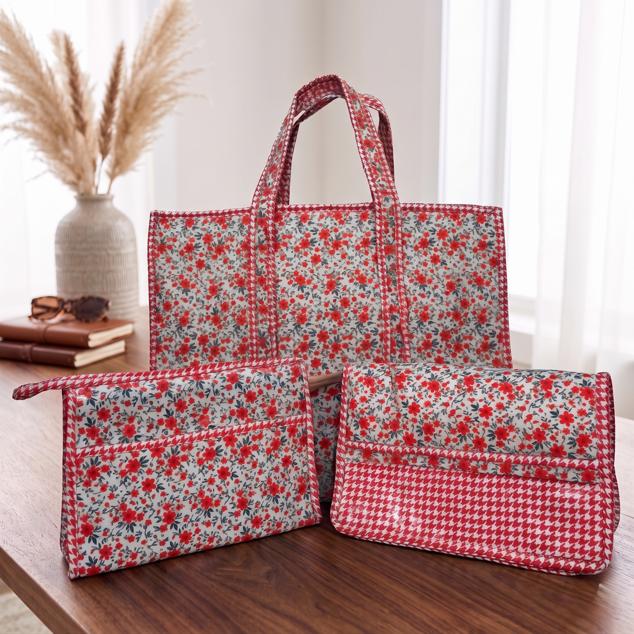 SCARLET MEADOW DITSY TOTE BAG SET