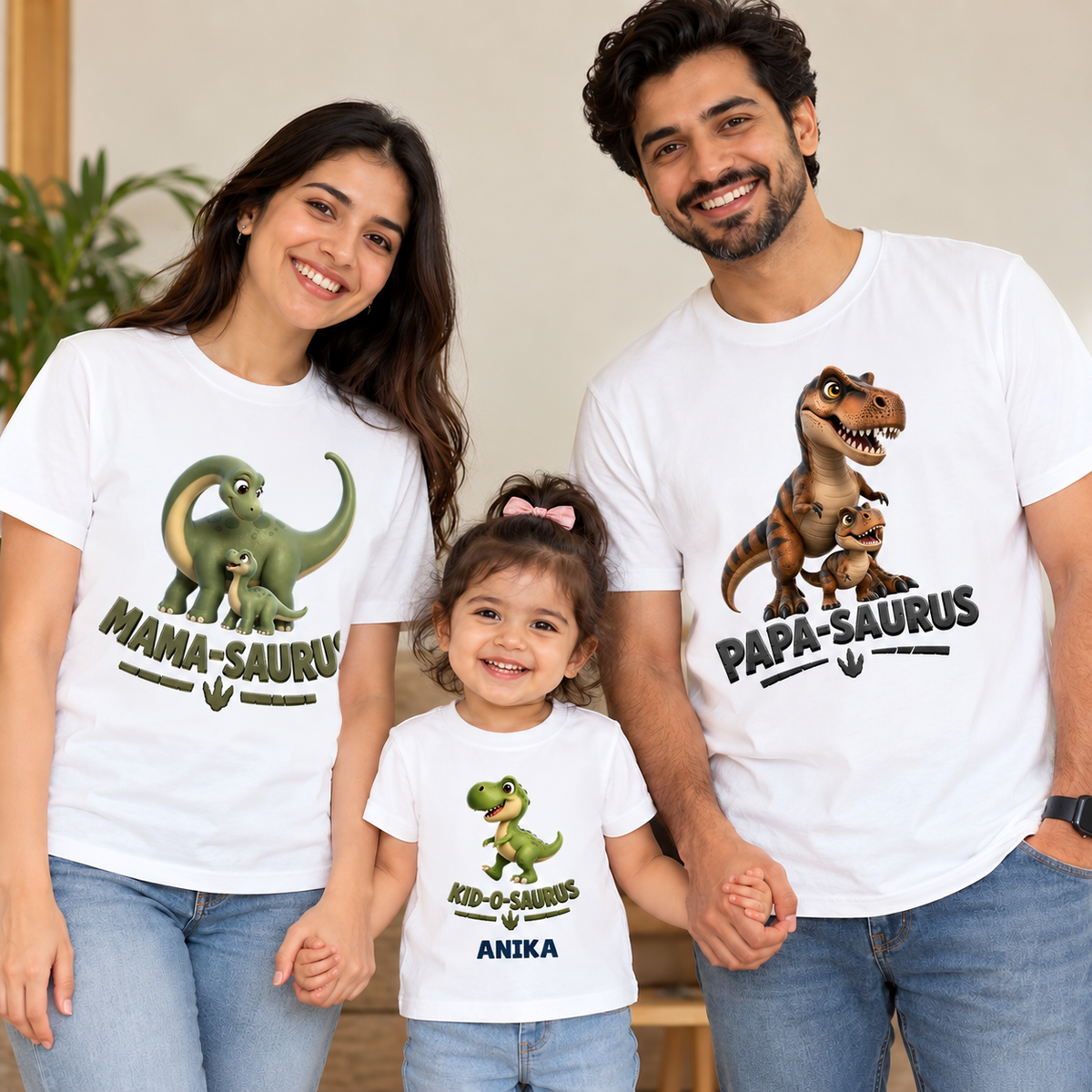 Papa Saurs Mama Saurs Kids Combo T-Shirt