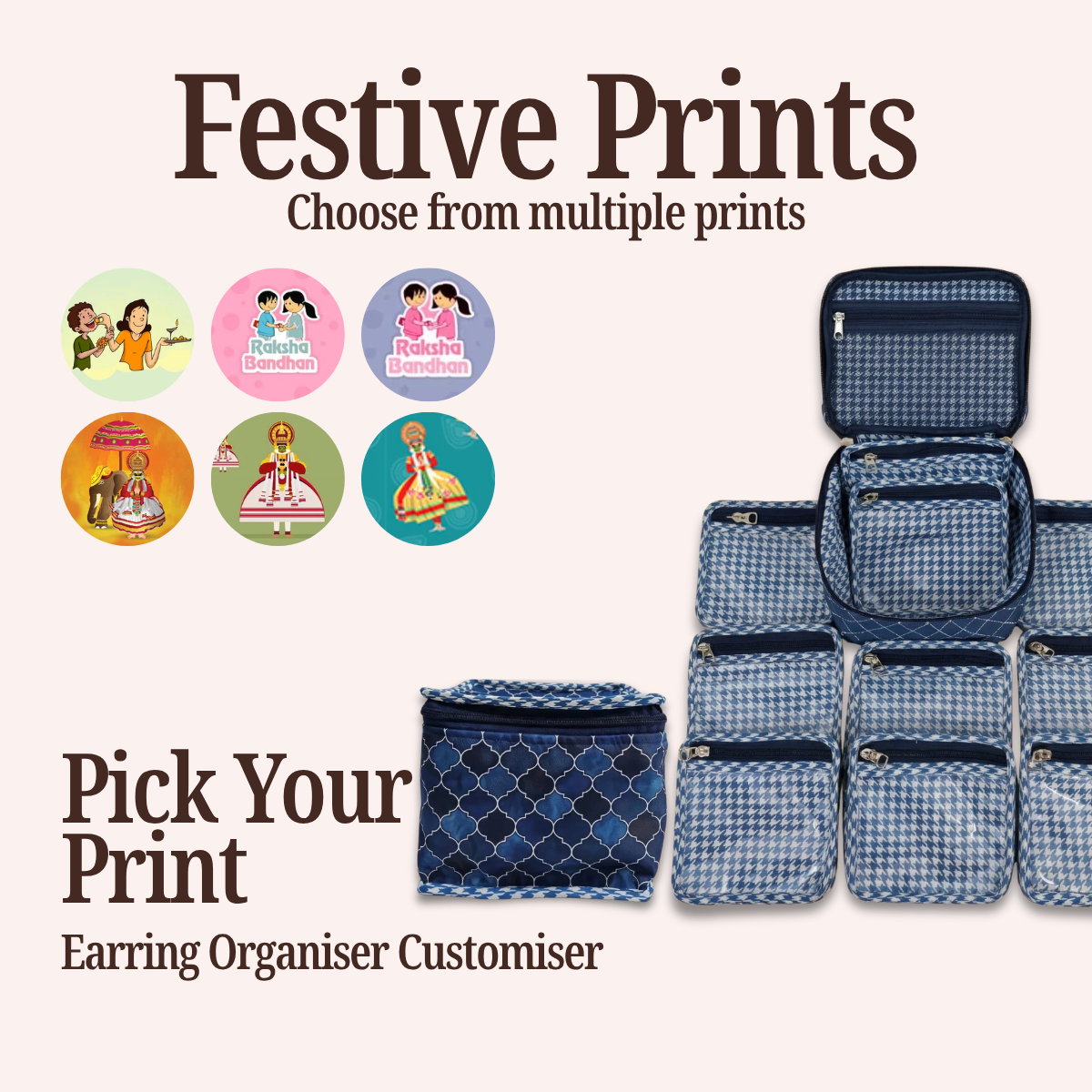 FESTIVE PRINT EARRING ORGANIZER CUSTOMISER