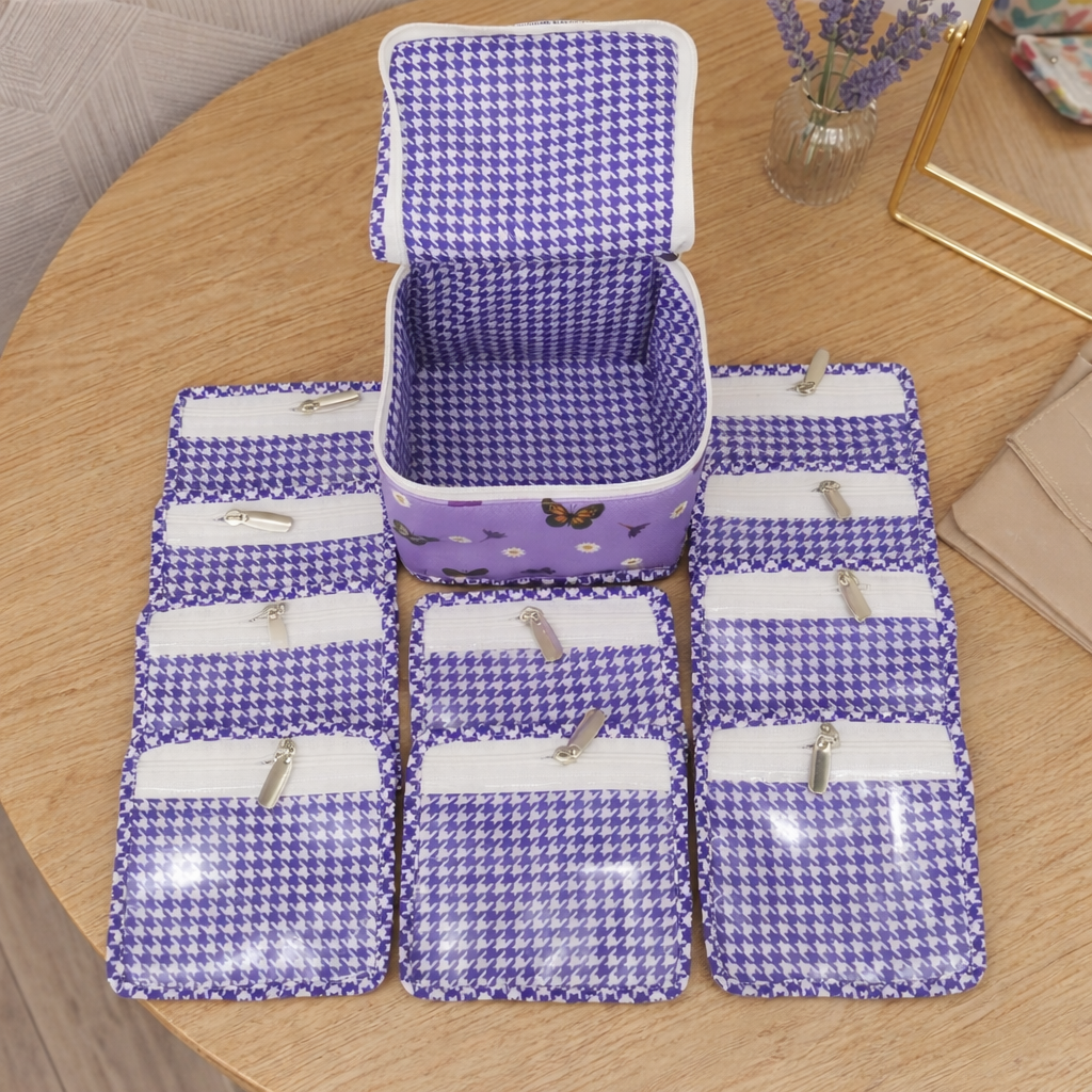 LAVENDER BUTTERFLY MEADOW PRINT EARRING ORGANIZER