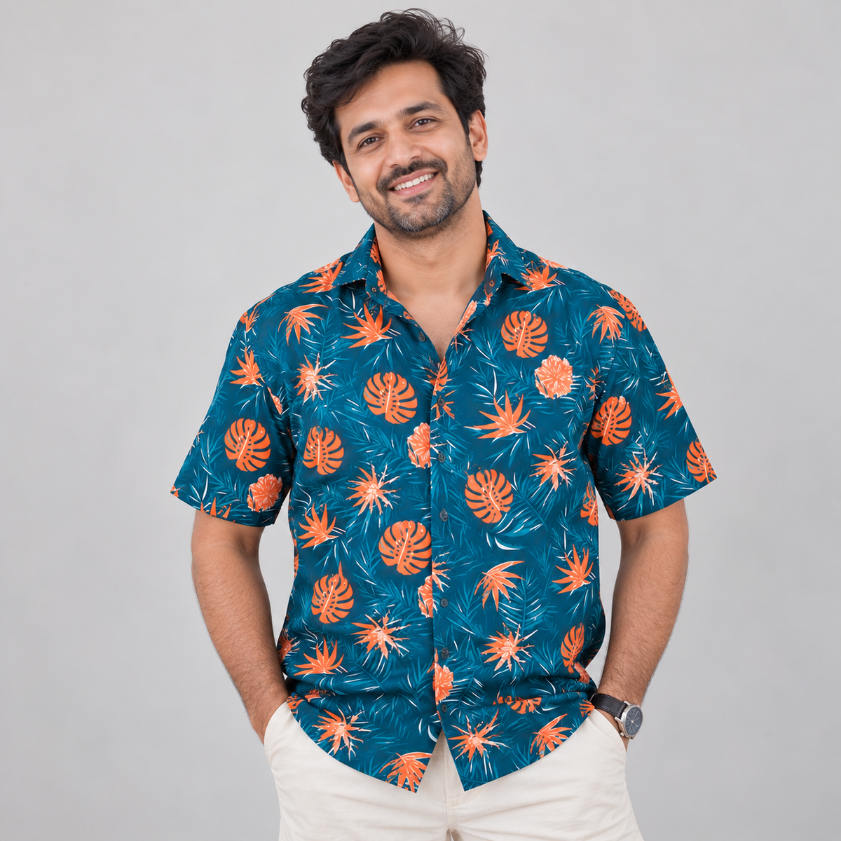 ORANGE LEAF PRINTED SHIRTS