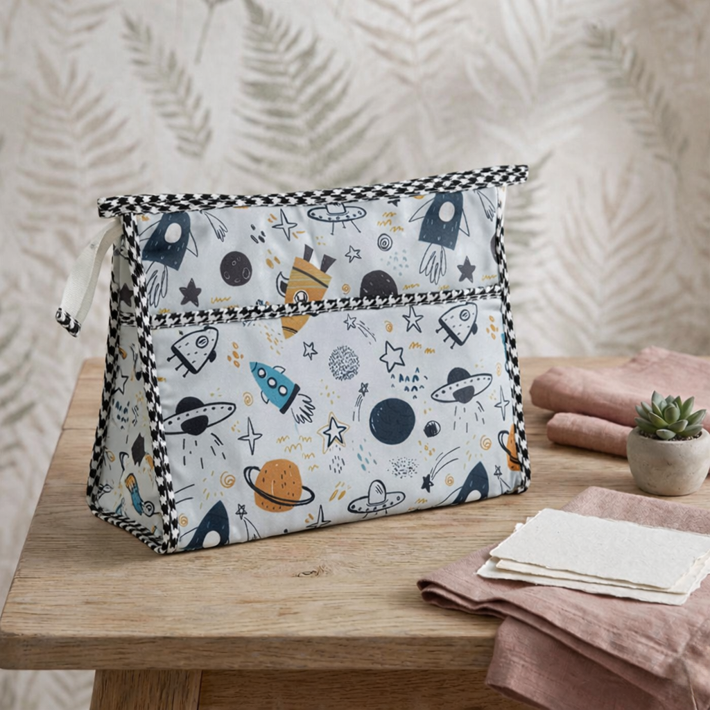 SPACE DOODLE PRINT TRIOZIP TOILETRY BAG