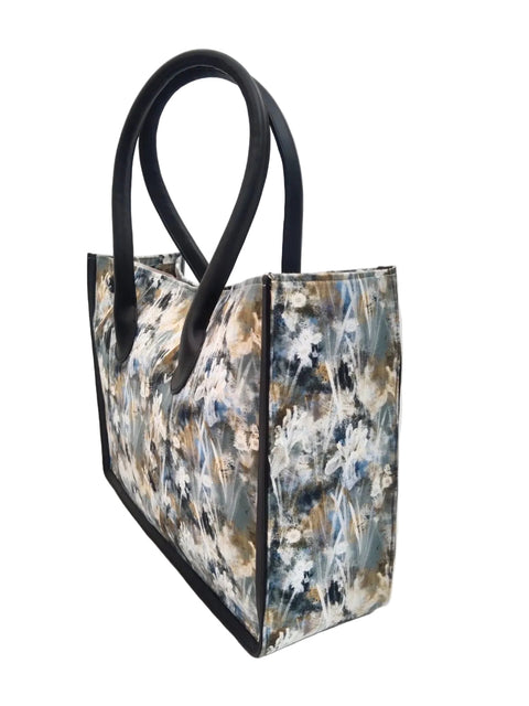 ABSTRACT FLORAL TRAVEL LEATHER BAG