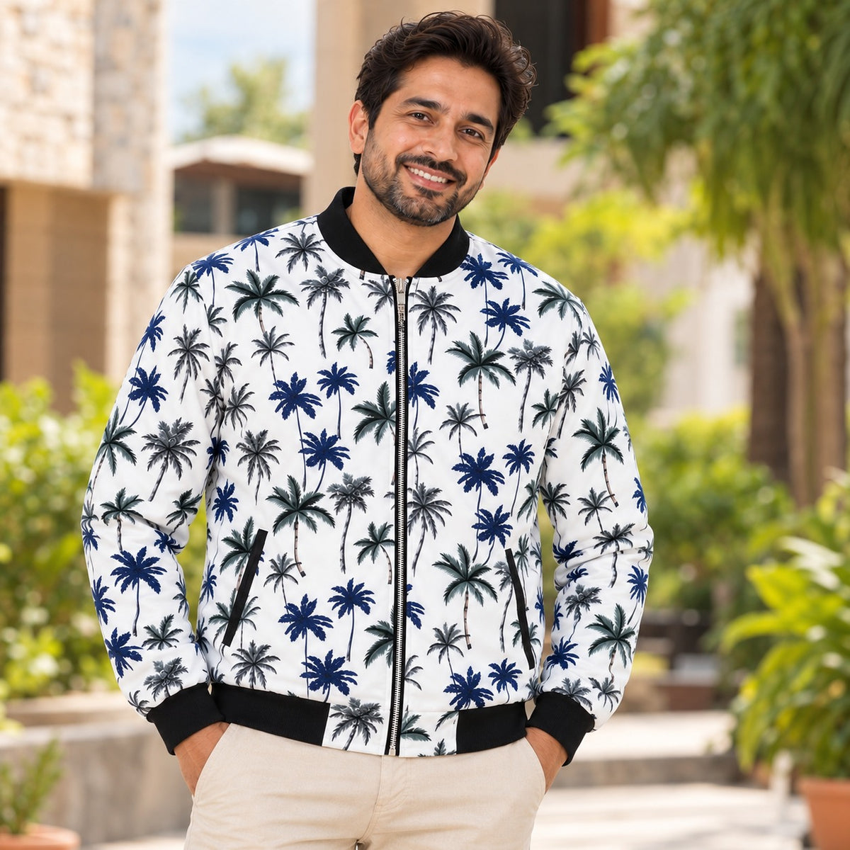 Palm Tree Printed Family Bomber Jackets