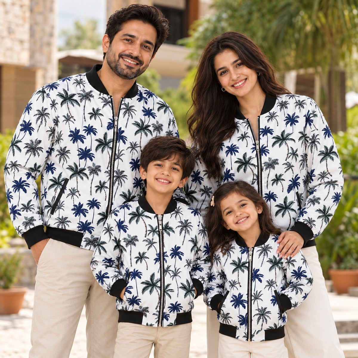 Palm Tree Printed Family Bomber Jackets