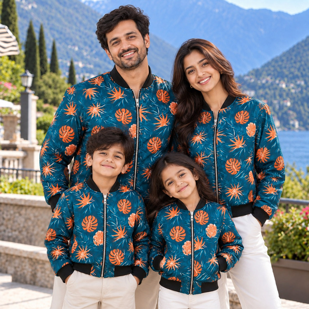 Orange Leaf Family Bomber Jackets