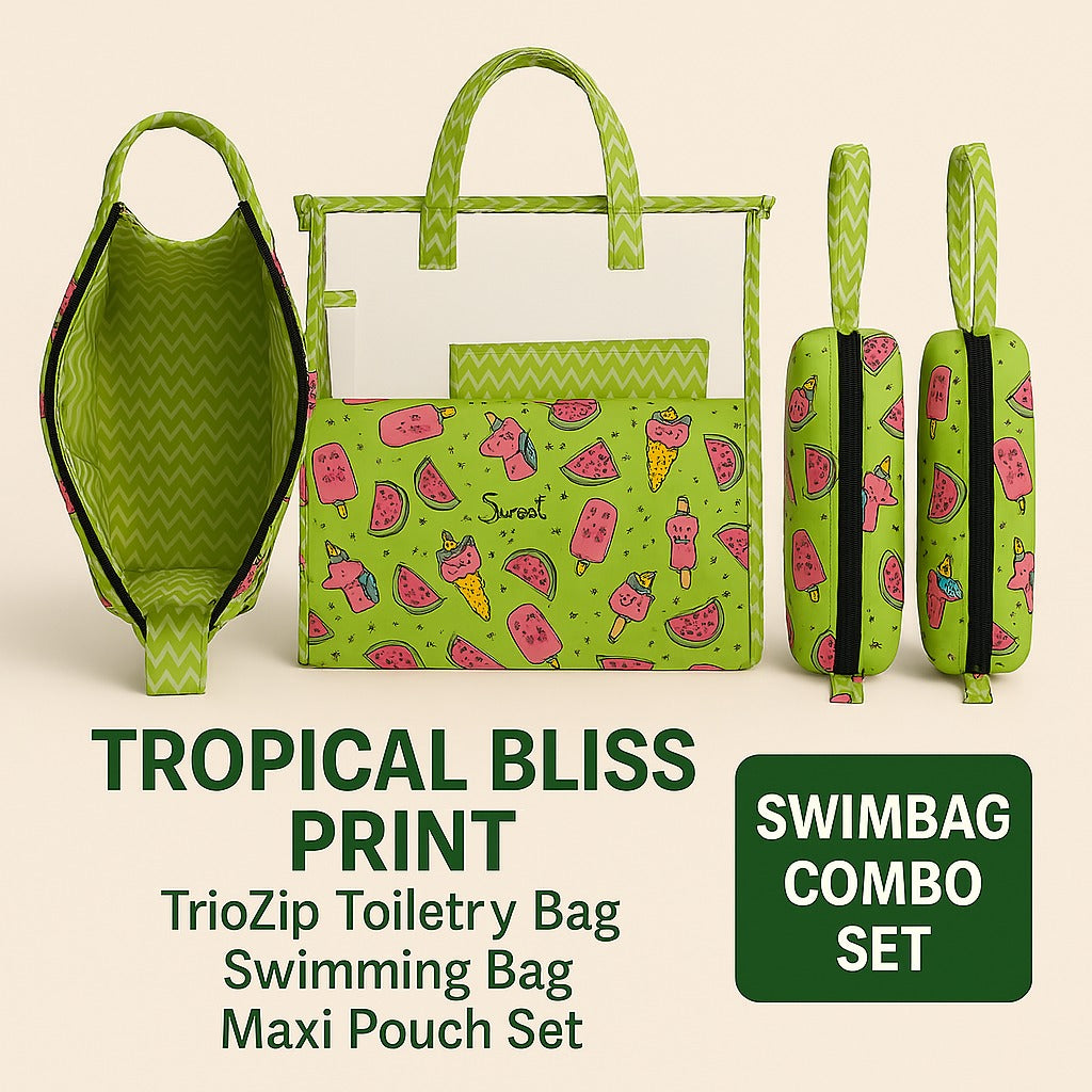 Tropical Bliss Print Swimming Bag Combo