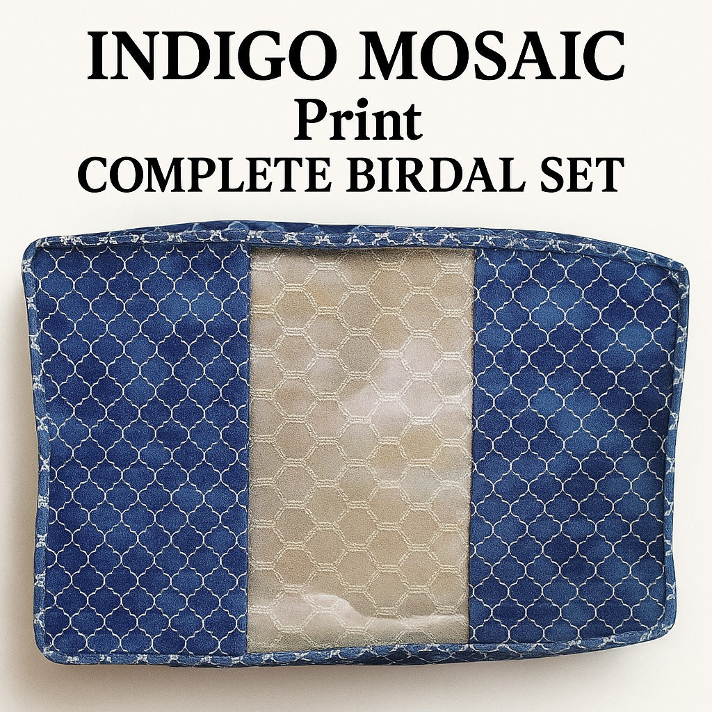INDIGO MOSAIC PRINT COMPLETE BIRDAL SET
