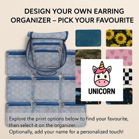 UNICORN  PRINT Earring Organizer Customiser