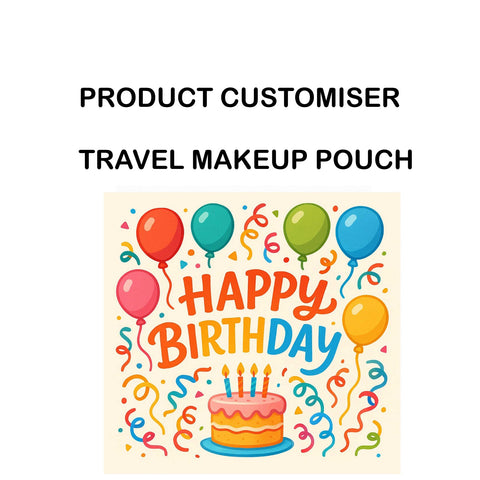HAPPY BIRTHDAY TRAVEL MAKEUP POUCH SET CUSTOMISER