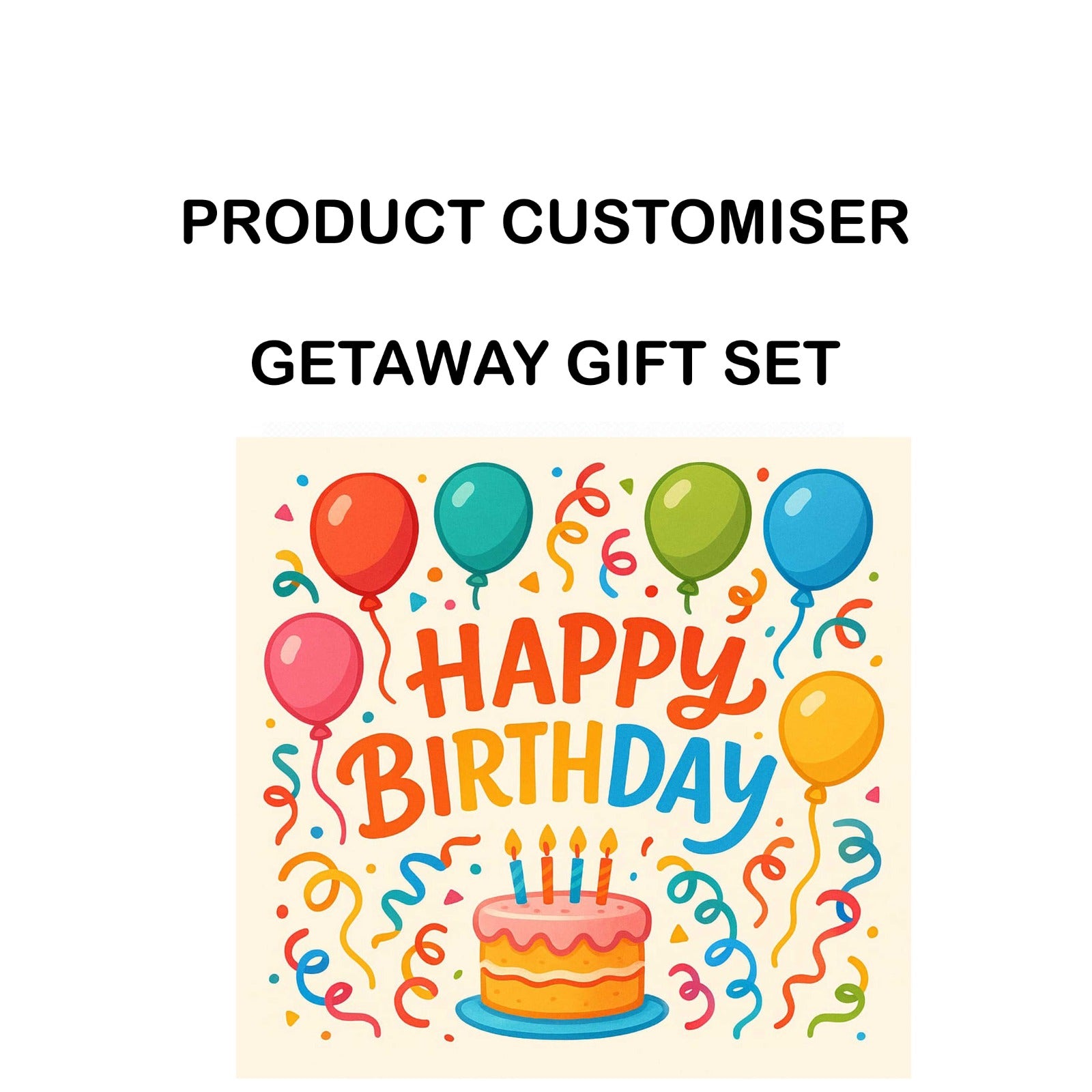 HAPPY BIRTHDAY PRINT GETAWAY GIFT SET CUSTOMISER