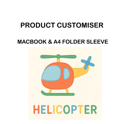 HELICOPTER PRINT MACBOOK & A4 FOLDER SLEEVE CUSTOMISER