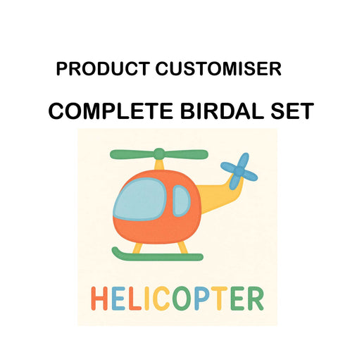 HELICOPTER PRINT COMPLETE BRIDAL SET CUSTOMISER