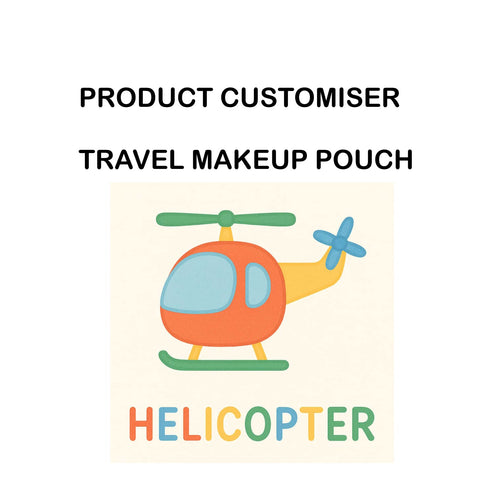 HELICOPTER PRINT TRAVEL MAKEUP POUCH SET CUSTOMISER