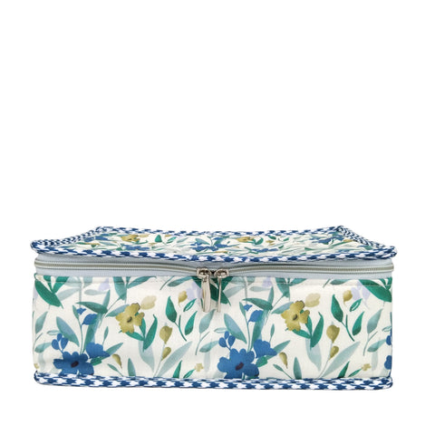 NAVY LEAF DRIFT PRINT JEWELRY ORGANIZER