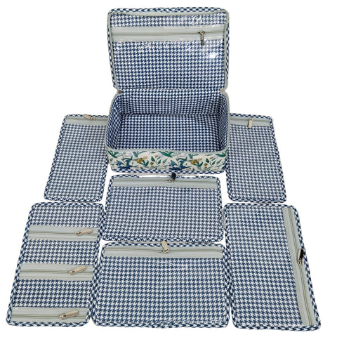 NAVY LEAF DRIFT PRINT JEWELRY ORGANIZER
