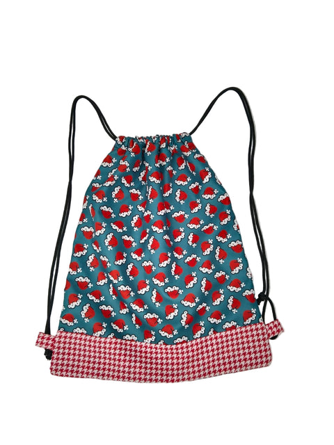 SANTA HAT PARADE PRINT DRAWSTRING BACKPACK