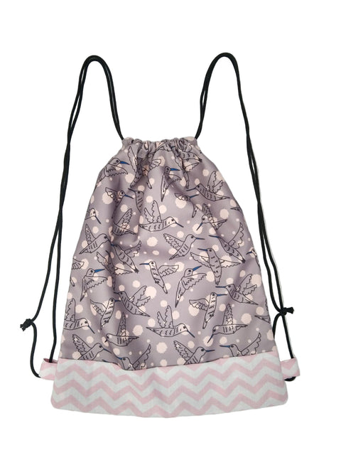 FLYING HUMMINGBIRDS PRINT DRAWSTRING BACKPACK