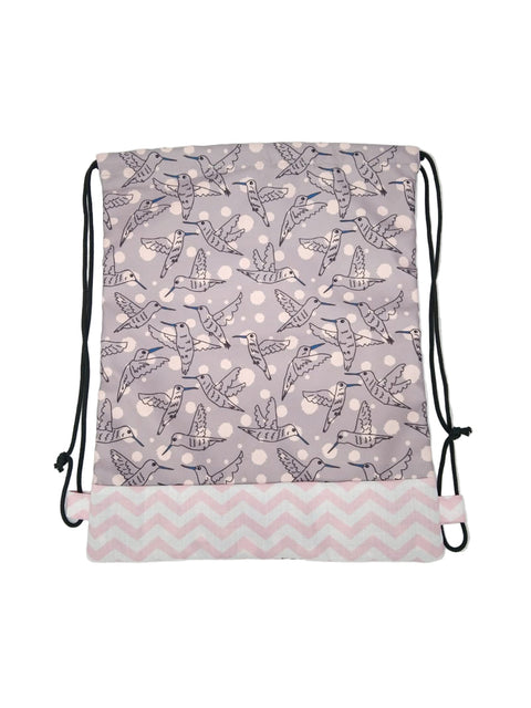 FLYING HUMMINGBIRDS PRINT DRAWSTRING BACKPACK