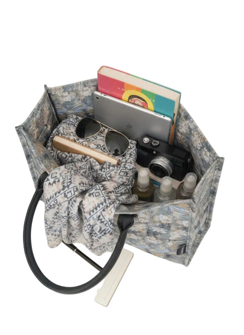 ABSTRACT FLORAL TRAVEL LEATHER BAG