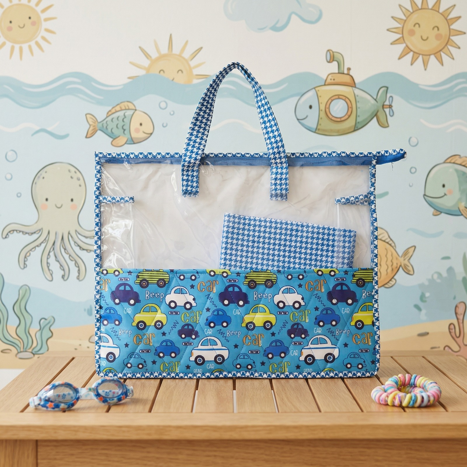 CAR CHAOS PRINT SWIMMING BAG