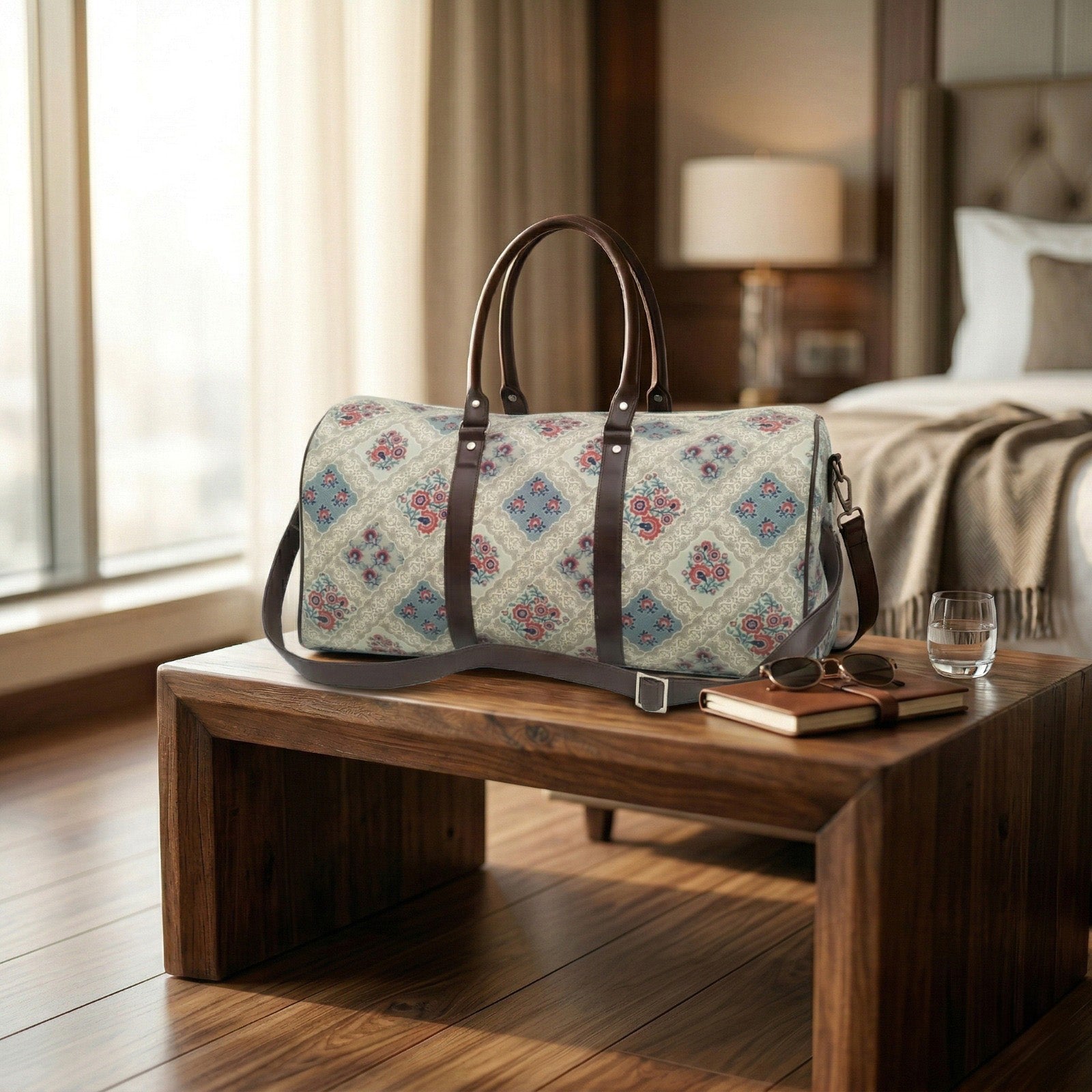 FLORAL TILES  PRINT DUFFLE BAG