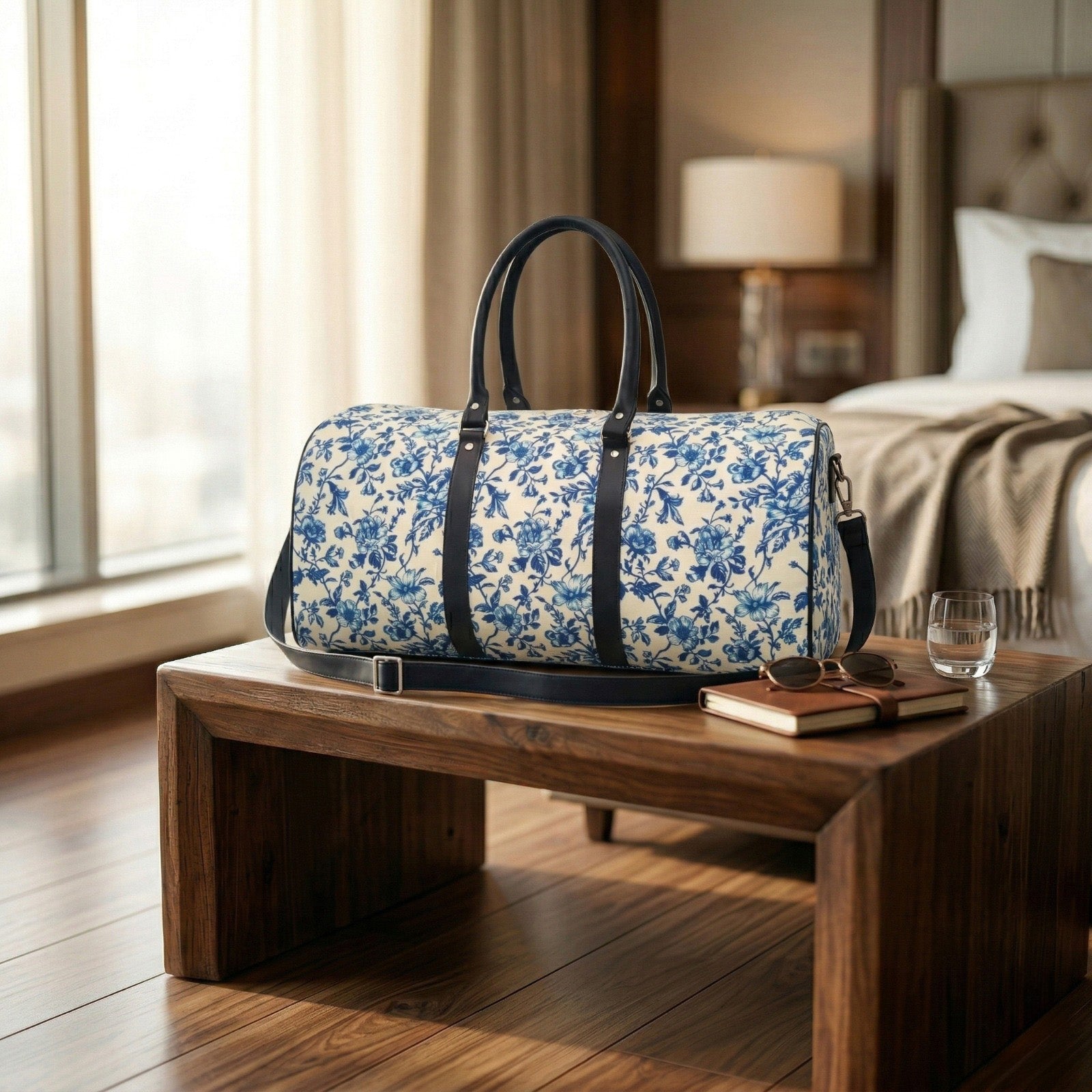 BLUE BLOSSOM PRINT DUFFLE BAG