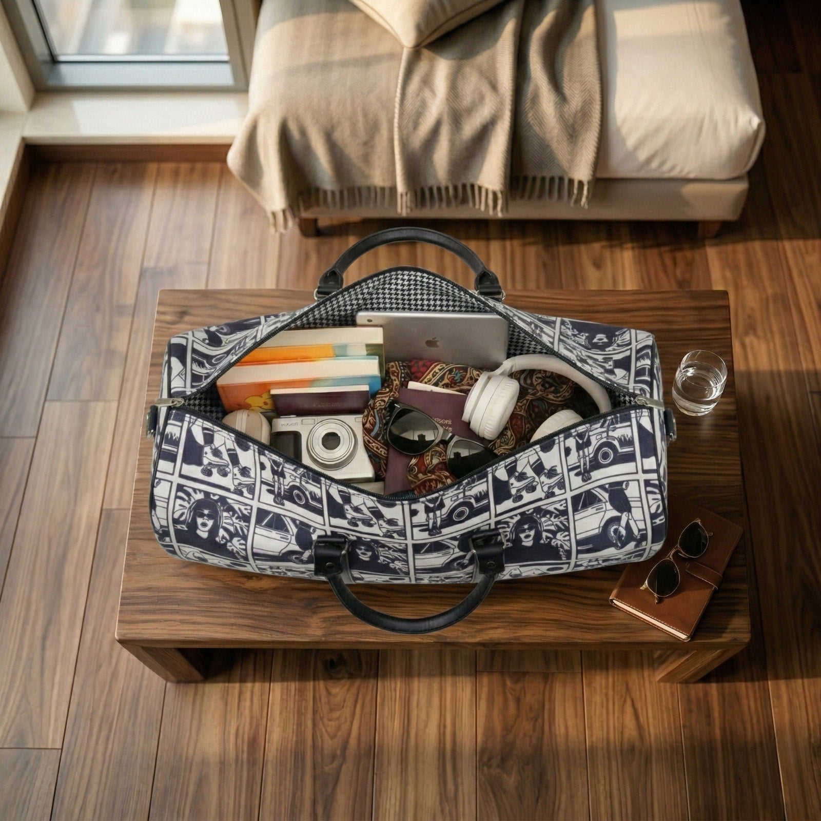 RETRO REEL PRINT DUFFLE BAG