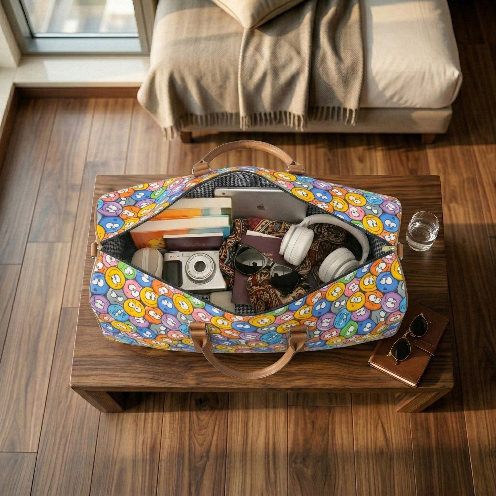 EMOJI EXPLOSION PRINT DUFFLE BAG
