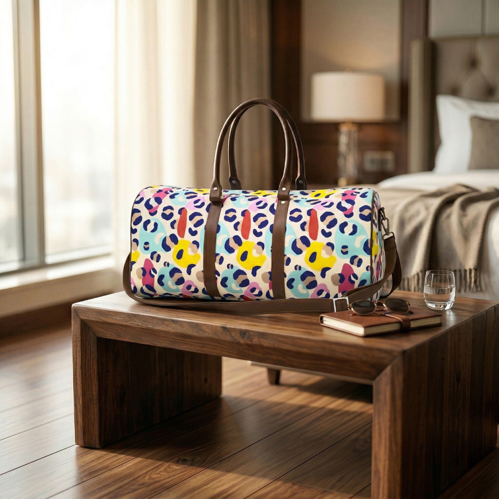 GRAFFITI LEOPARD PRINT DUFFLE BAG