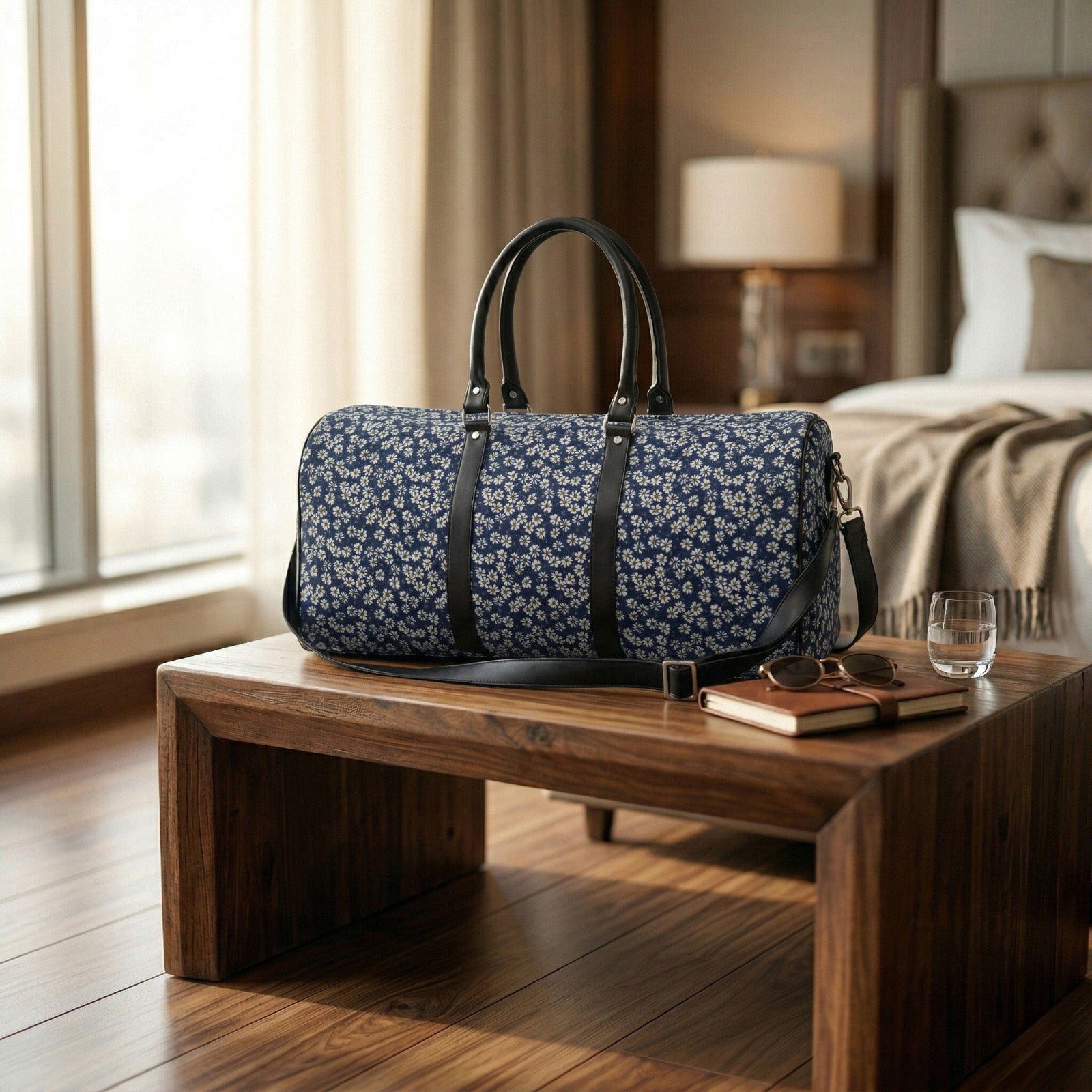 MIDNIGHT BLOOM PRINT DUFFLE BAG