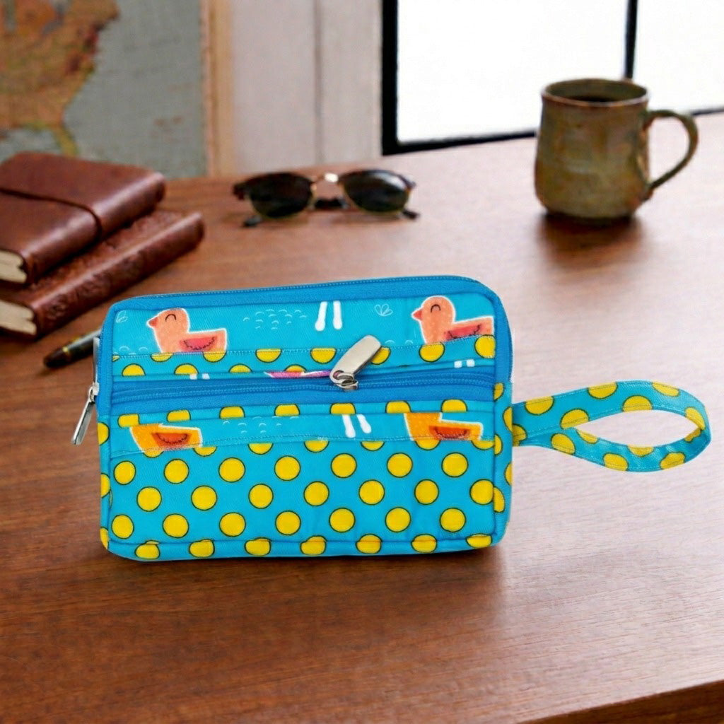 PLAYFUL BIRDS PRINT ESSENTIAL TRAVEL COMPACT ORGANIZER
