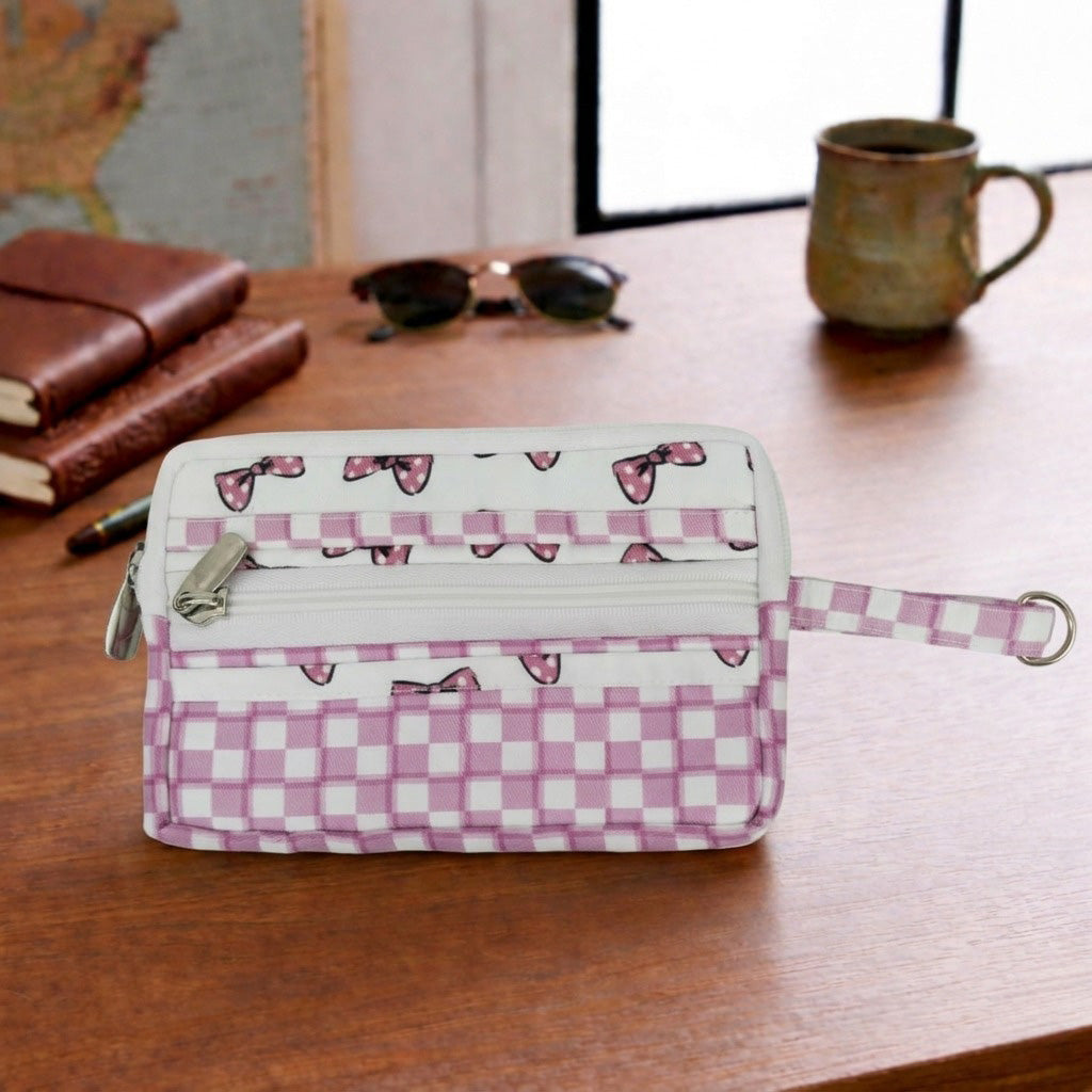CLASSY BOW PRINT ESSENTIAL TRAVEL COMPACT ORGANIZER