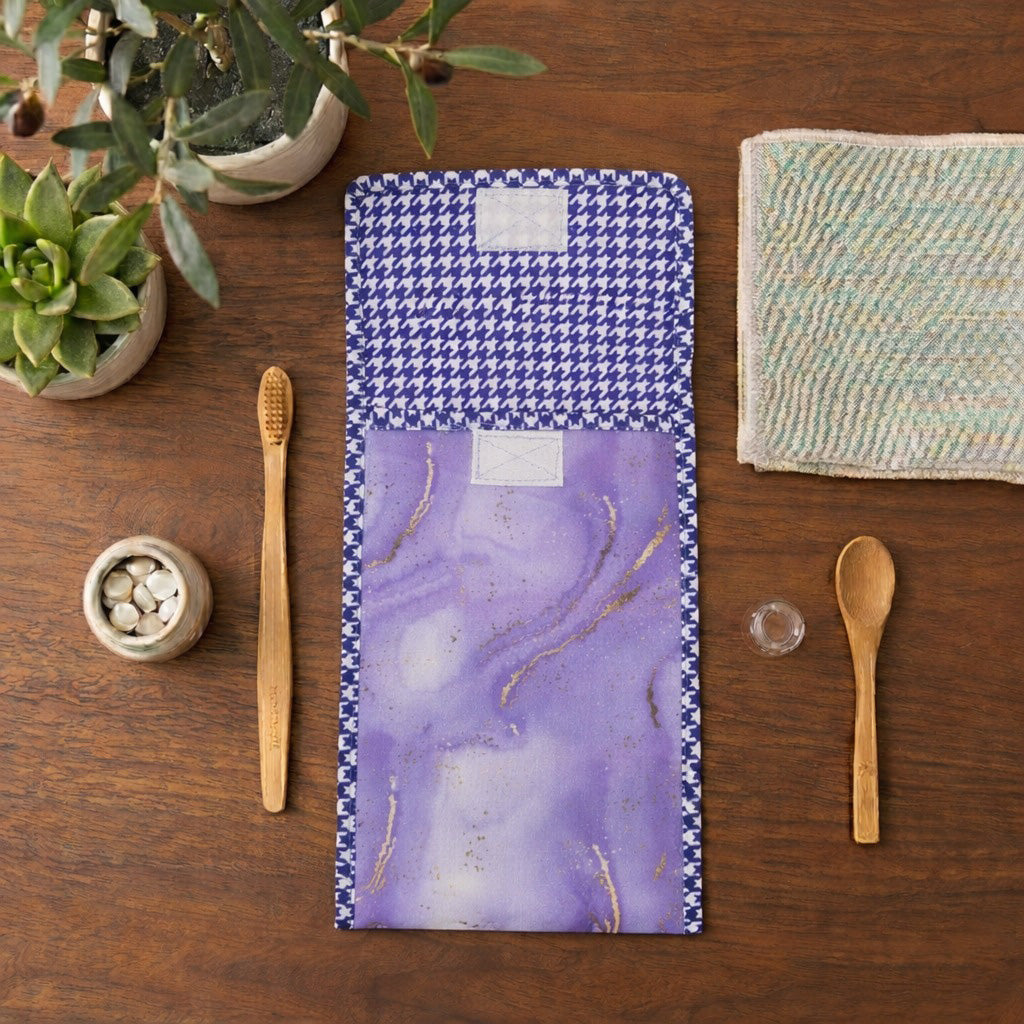 MOONLIT LAVENDER PRINT TRAVEL DENTAL KIT