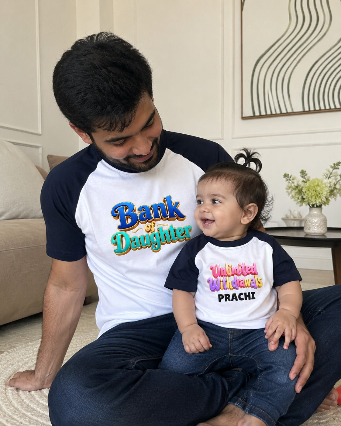 Father’s Day Bank of Daughter Matching Raglan T-Shirts