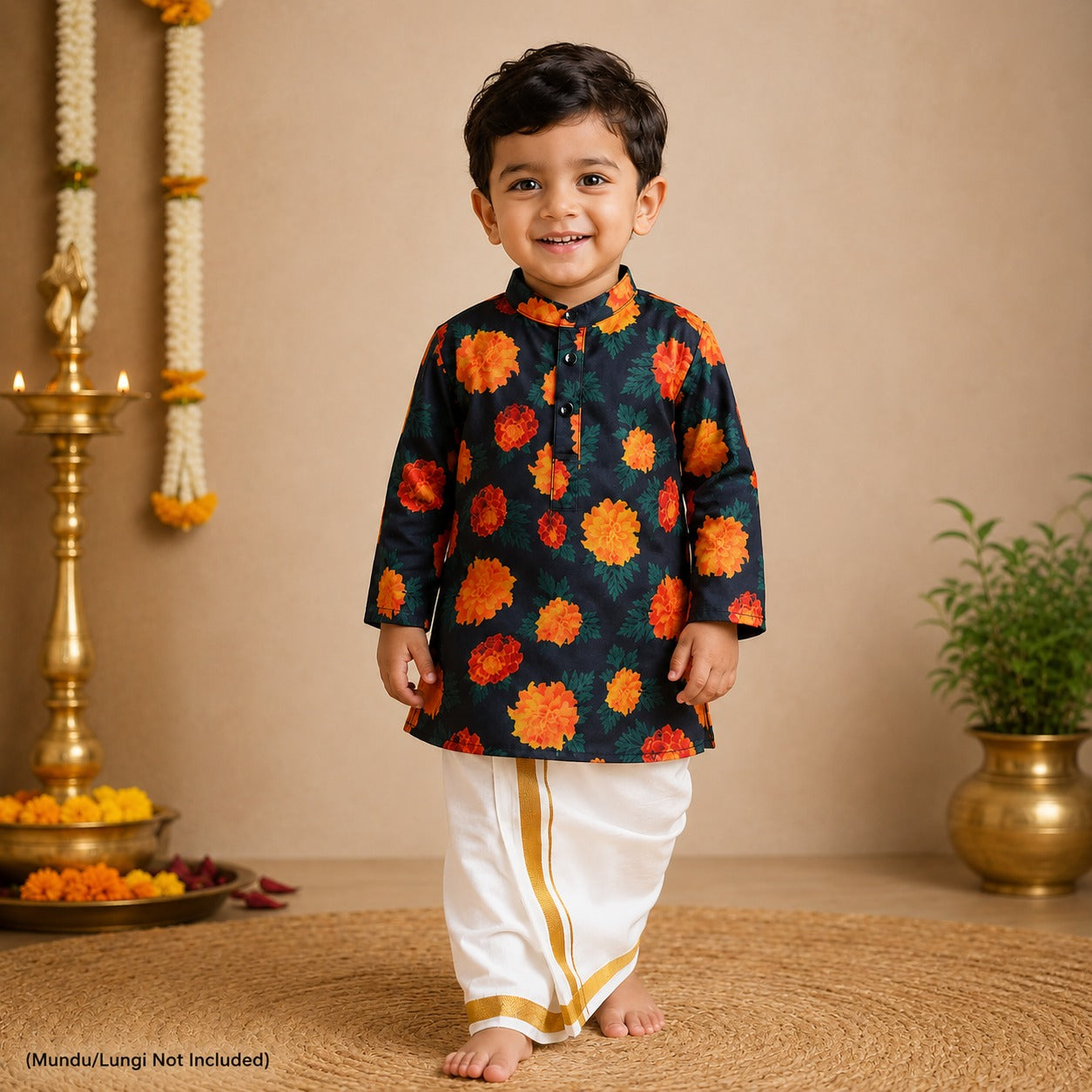 Black Marigold Personalized Kurta for Boys