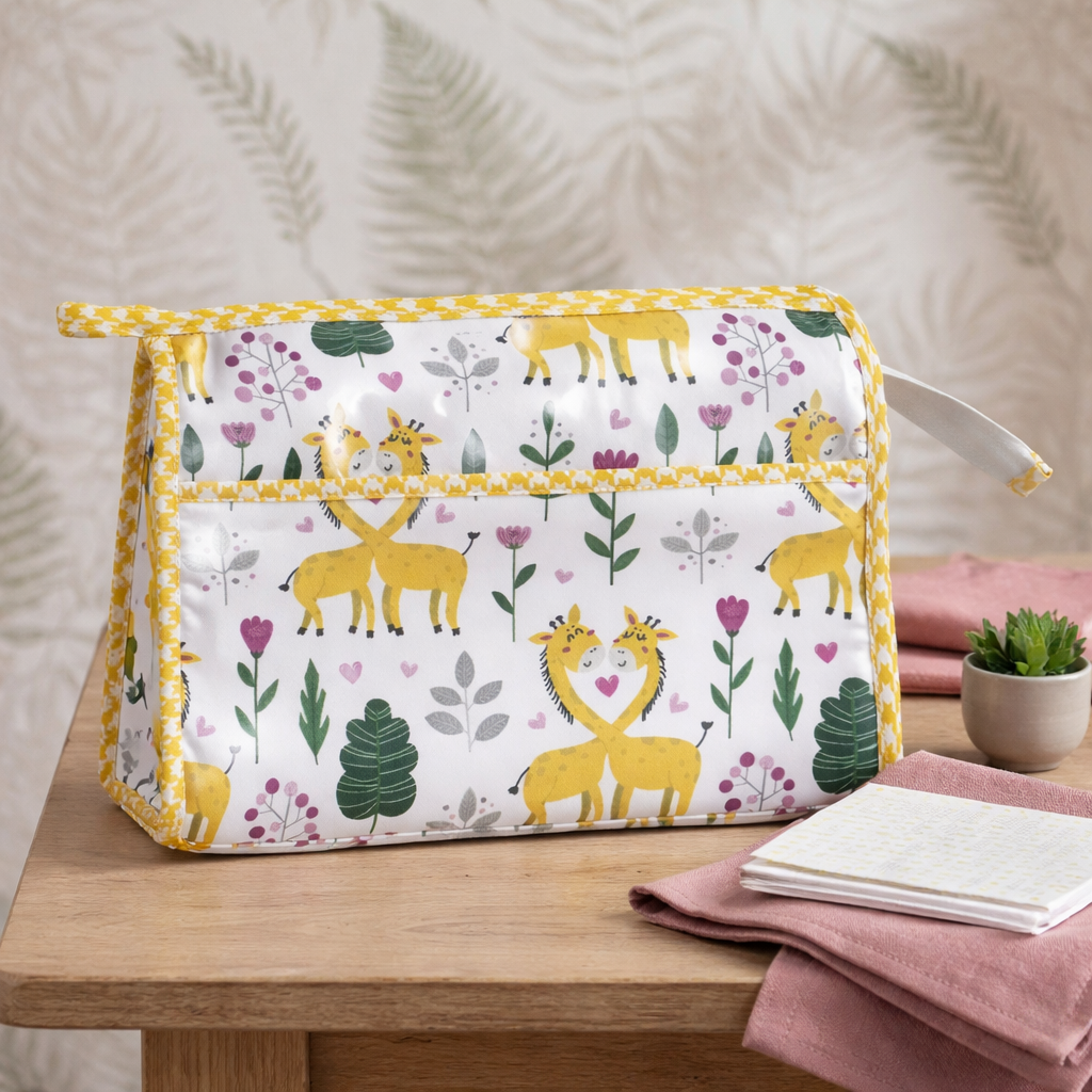 GIRAFFE PARADISE PRINT TRIOZIP TOILETRY BAG