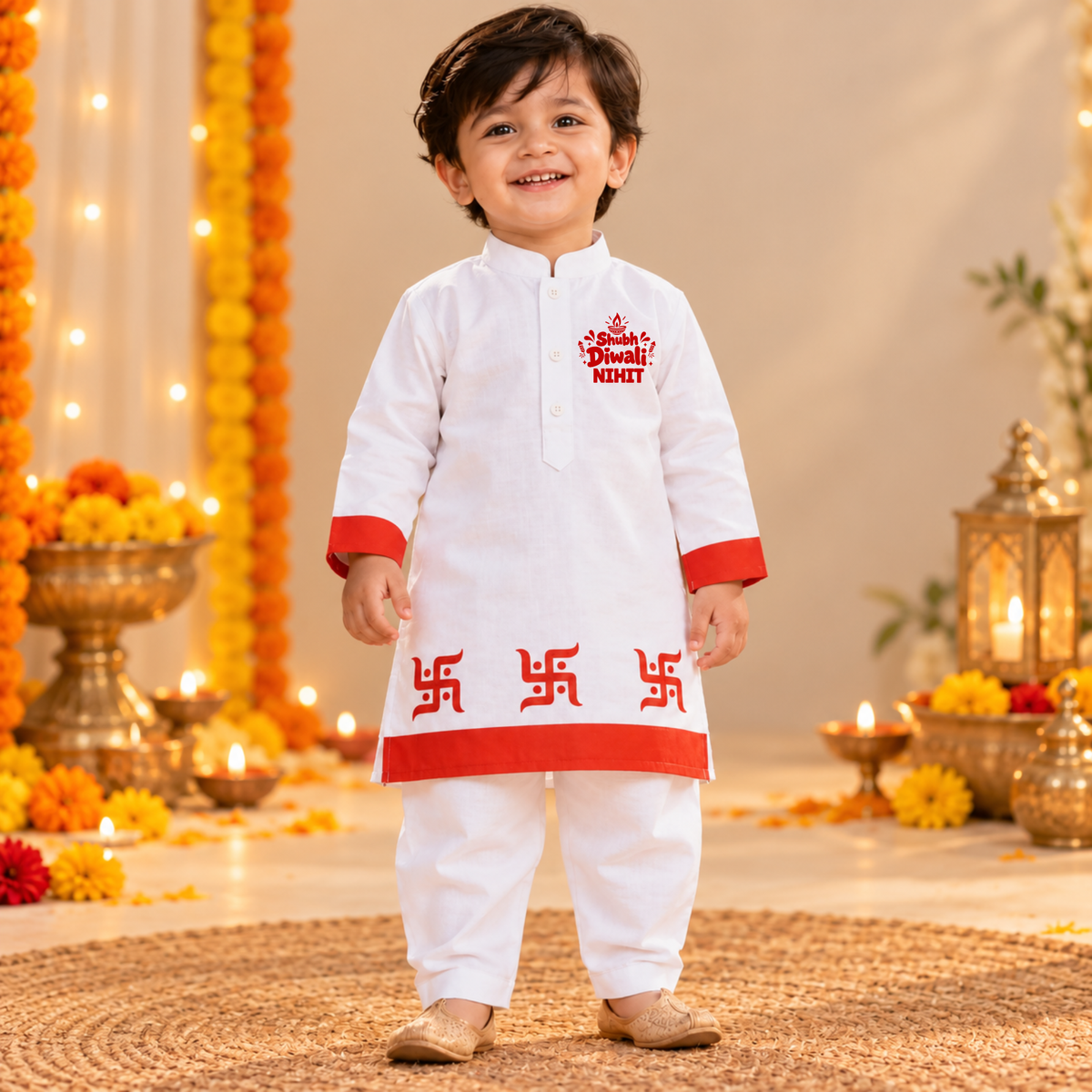 Shubh Diwali Puja Kids Kurta