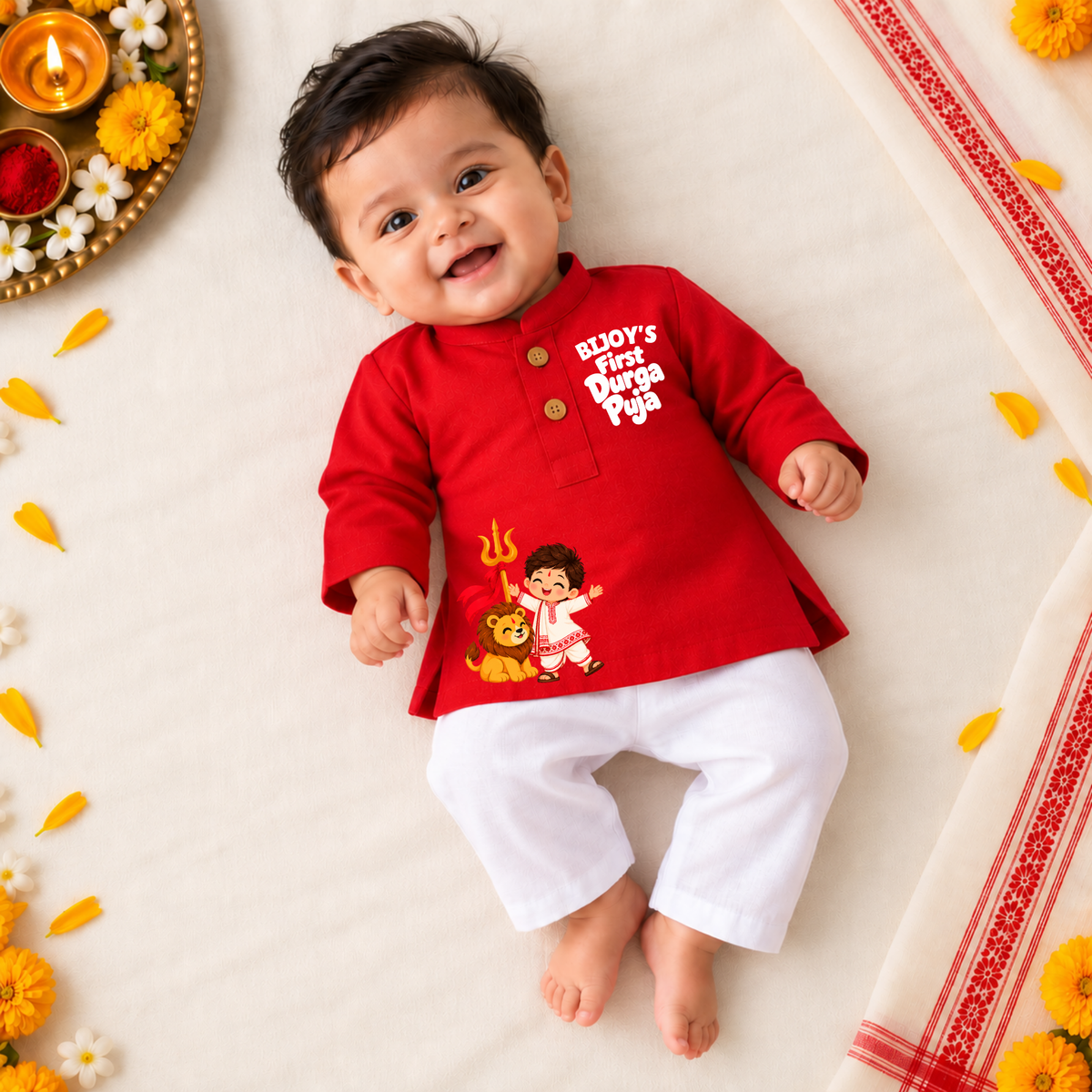 My First Durga Puja Boys Kurta