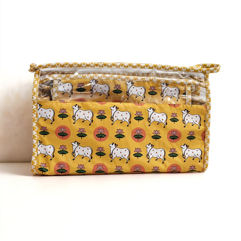 PICHWAI PASTURES PRINT TRAVEL MAKEUP POUCH SET