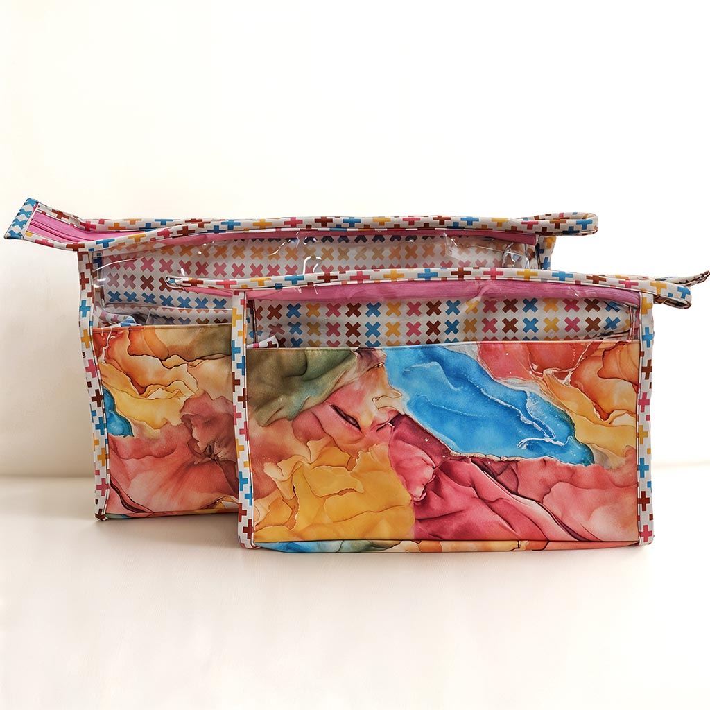 COLOR CRUSH PRINT TRAVEL MAKEUP POUCH SET