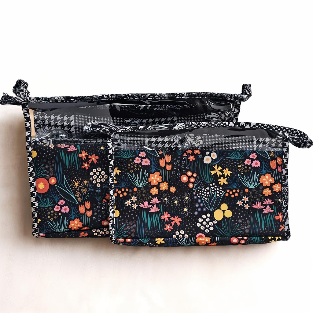 FLORA FIESTA PRINT TRAVEL MAKEUP POUCH SET